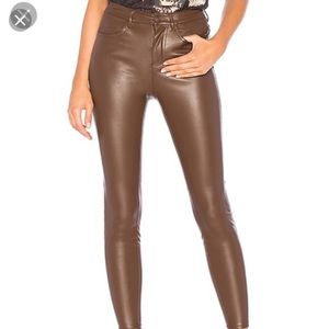 Brown vegan Leather skinny pants from Revolve